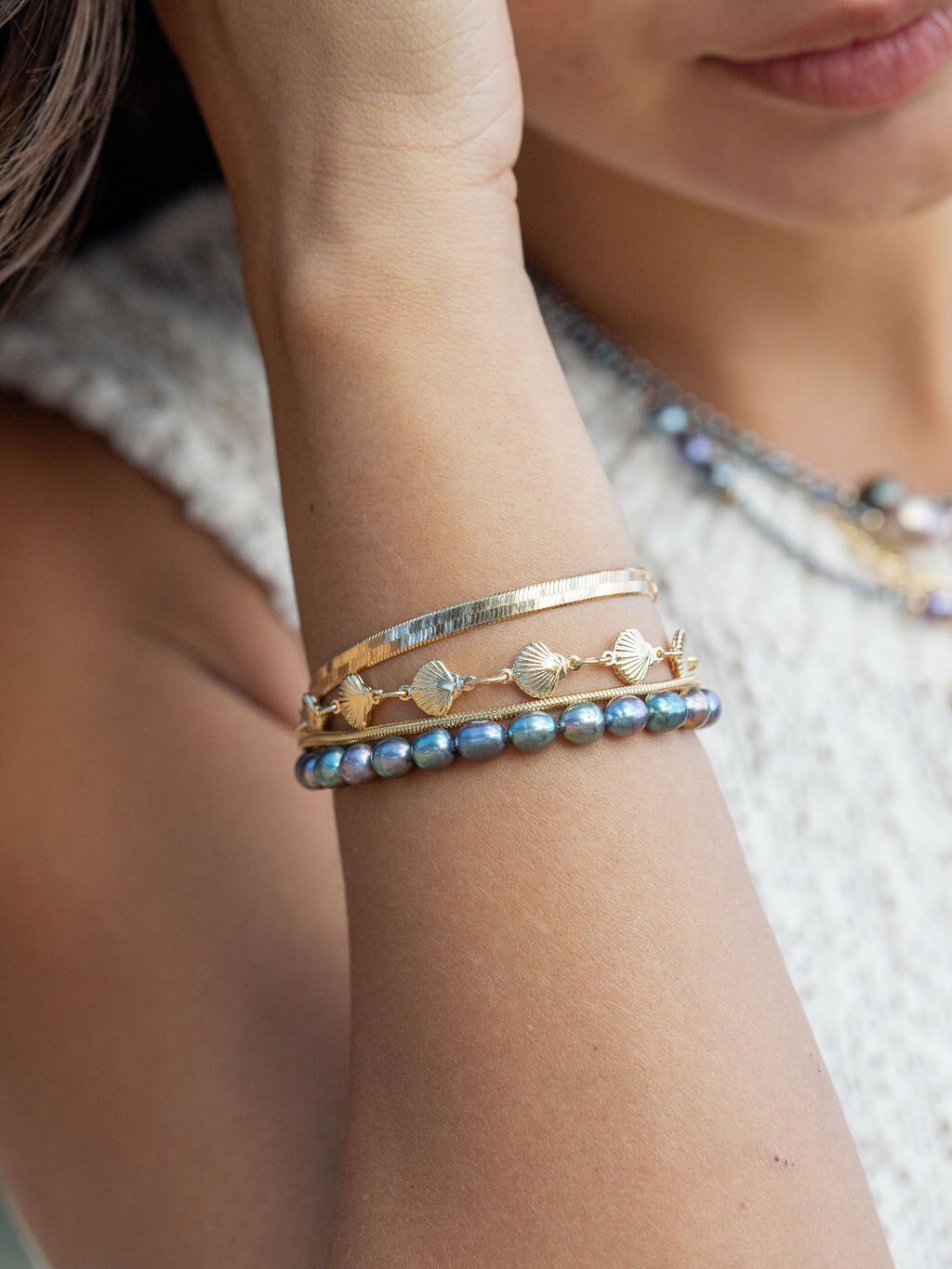 Gold Bracelet - Gold Filled Seashell Chain Bracelet - Leialoha - ke aloha jewelry