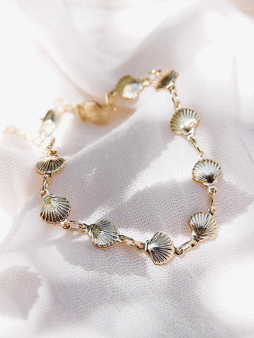 Gold Bracelet - Gold Filled Seashell Chain Bracelet - Leialoha - ke aloha jewelry
