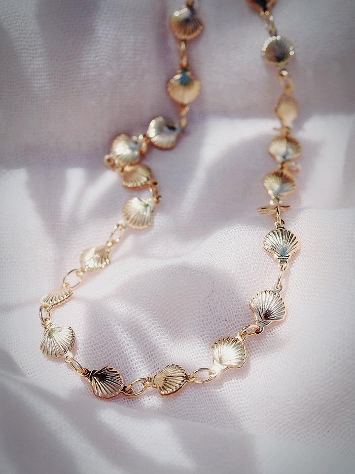 Gold Necklace - Gold Filled Seashell Chain Choker Necklace - Leialoha - ke aloha jewelry