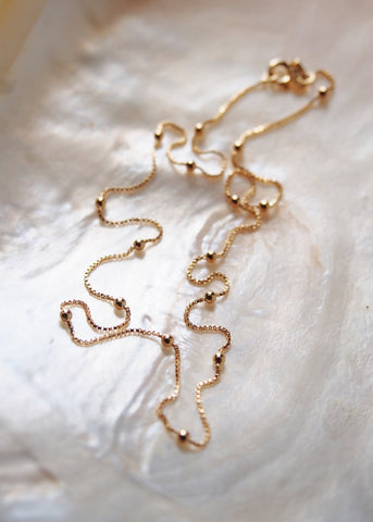 Gold Necklace - Gold Filled Sphere Box Chain Necklace - Kahiwa - Ke Aloha Jewelry