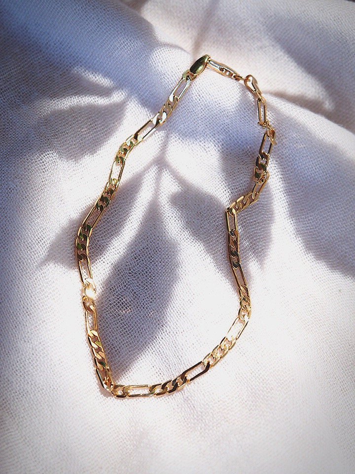 Anklets - Gold Flat Figaro Chain Anklet - Kaipo'i - ke aloha jewelry