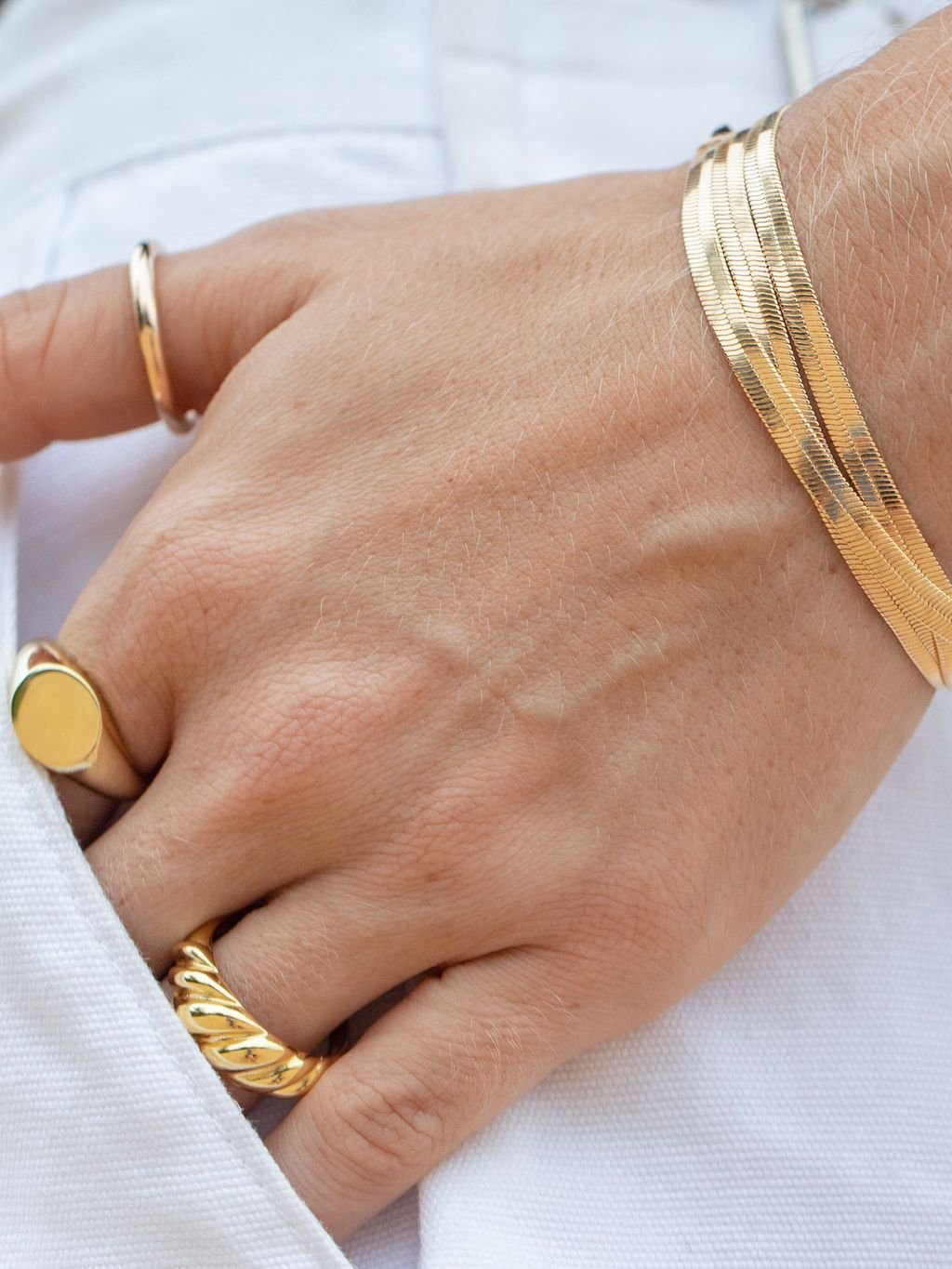 Gold Bracelet - Gold Herringbone Bracelet - Konani - Ke Aloha Jewelry