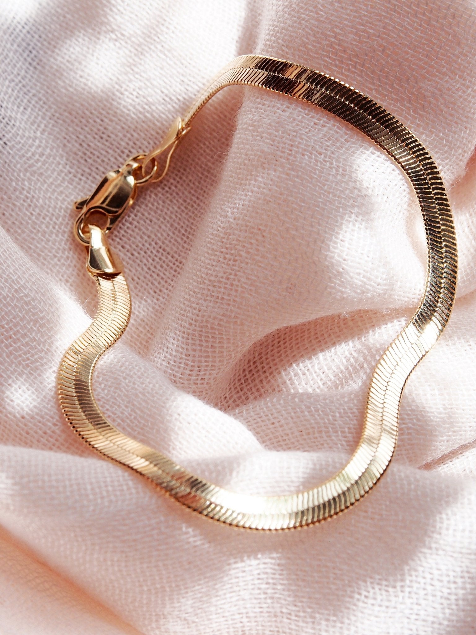 Gold Bracelet - Gold Herringbone Bracelet - Konani - Ke Aloha Jewelry