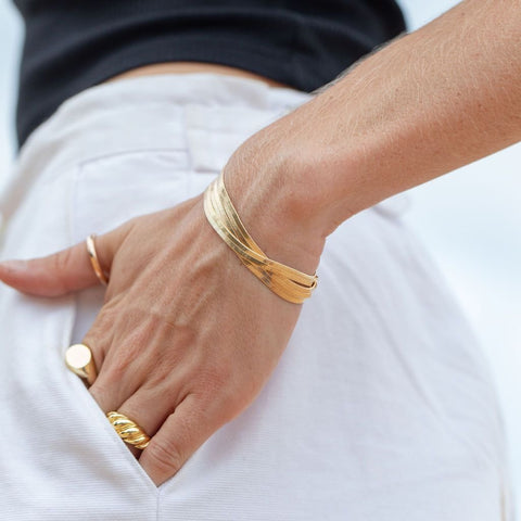 Gold Bracelet - Gold Herringbone Bracelet - Konani - Ke Aloha Jewelry