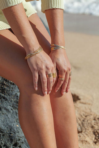 Gold Bracelets - Gold Herringbone Bracelet - Konani - ke aloha jewelry