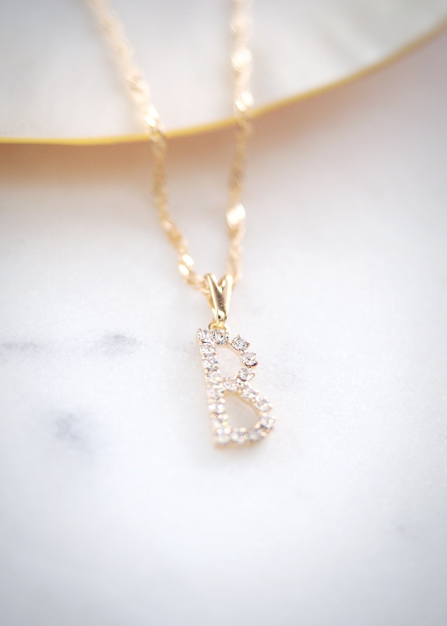 Sale - Gold Initial Charm Letter Necklace - Kahoku