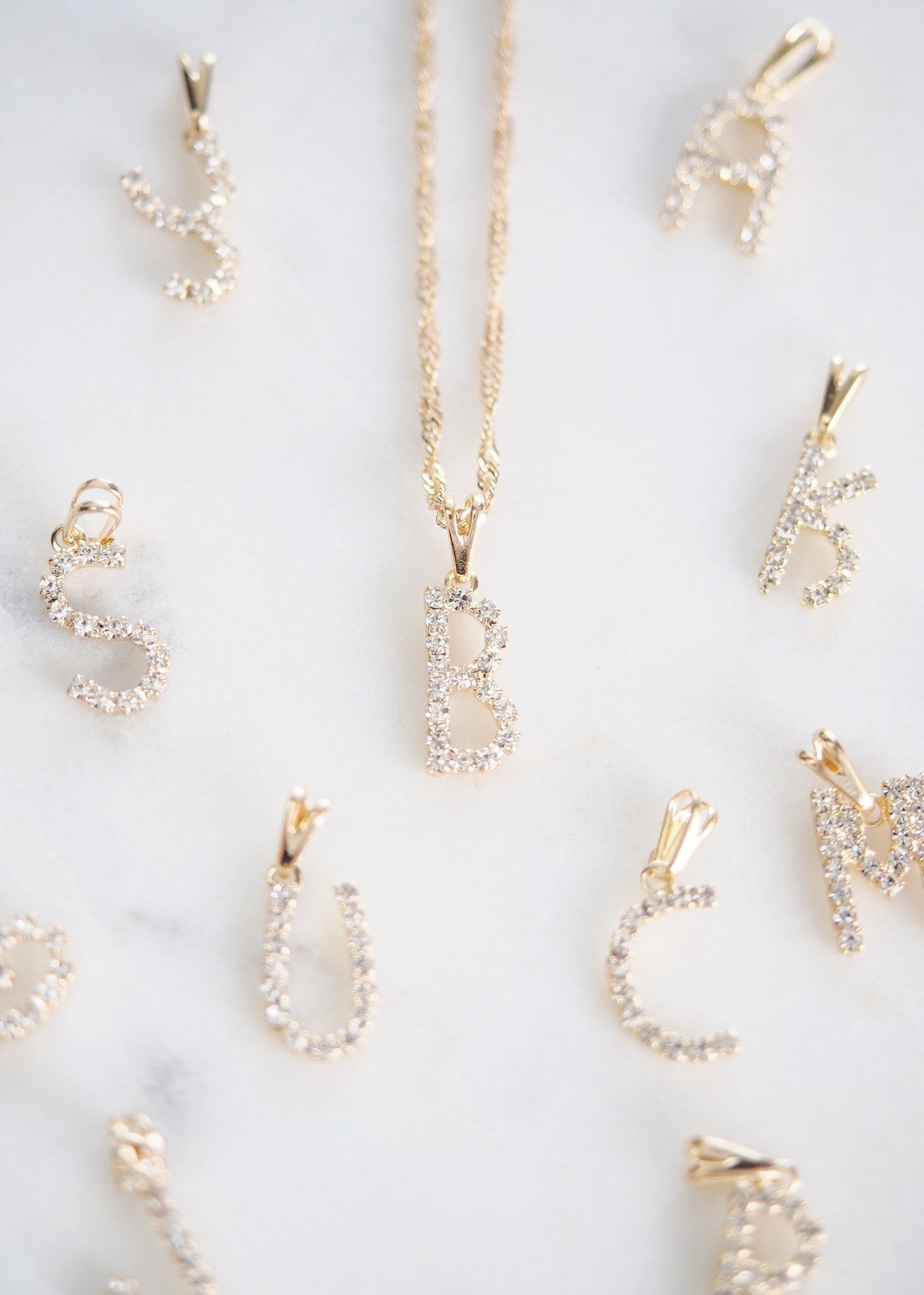 Sale - Gold Initial Charm Letter Necklace - Kahoku
