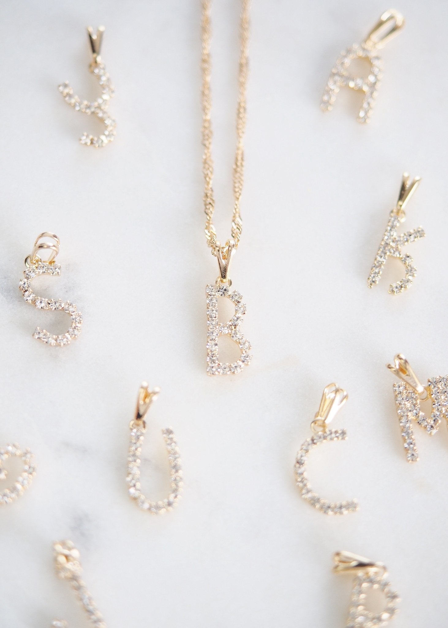 Sale - Gold Initial Charm Letter Necklace - Kahoku