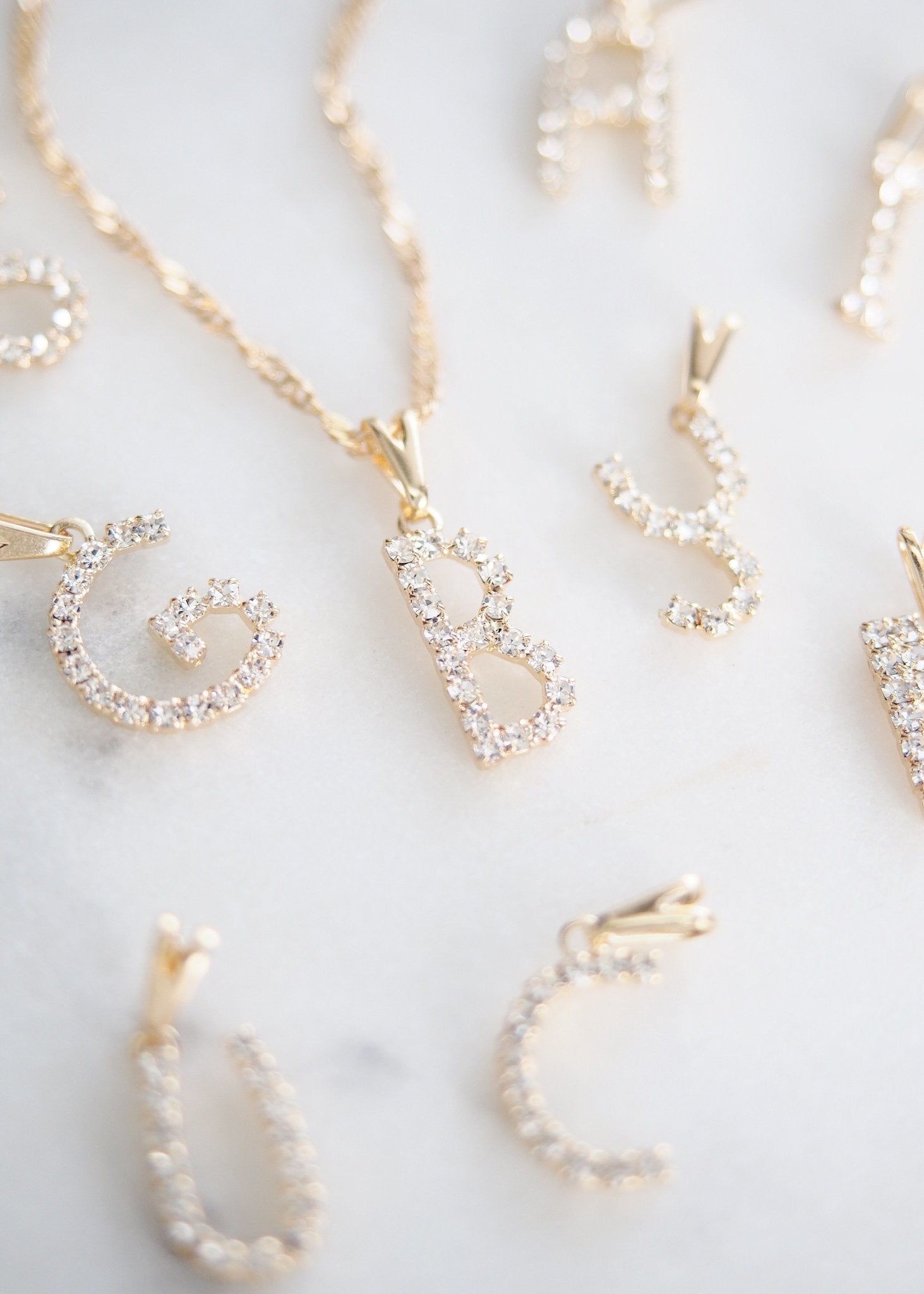 Sale - Gold Initial Charm Letter Necklace - Kahoku