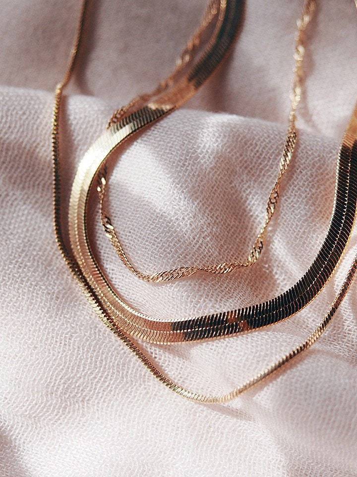 Gold Necklaces - Gold Layering Necklace Set - ke aloha jewelry