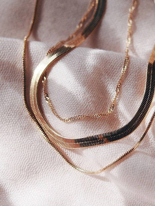 Gold Necklaces - Gold Layering Necklace Set - ke aloha jewelry