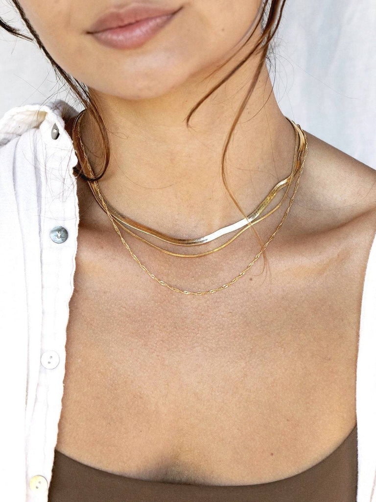 Gold Necklaces - Gold Layering Necklace Set - ke aloha jewelry