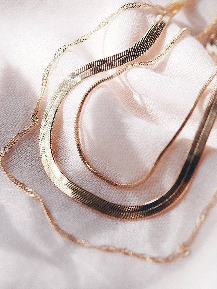 Gold Necklaces - Gold Layering Necklace Set - ke aloha jewelry