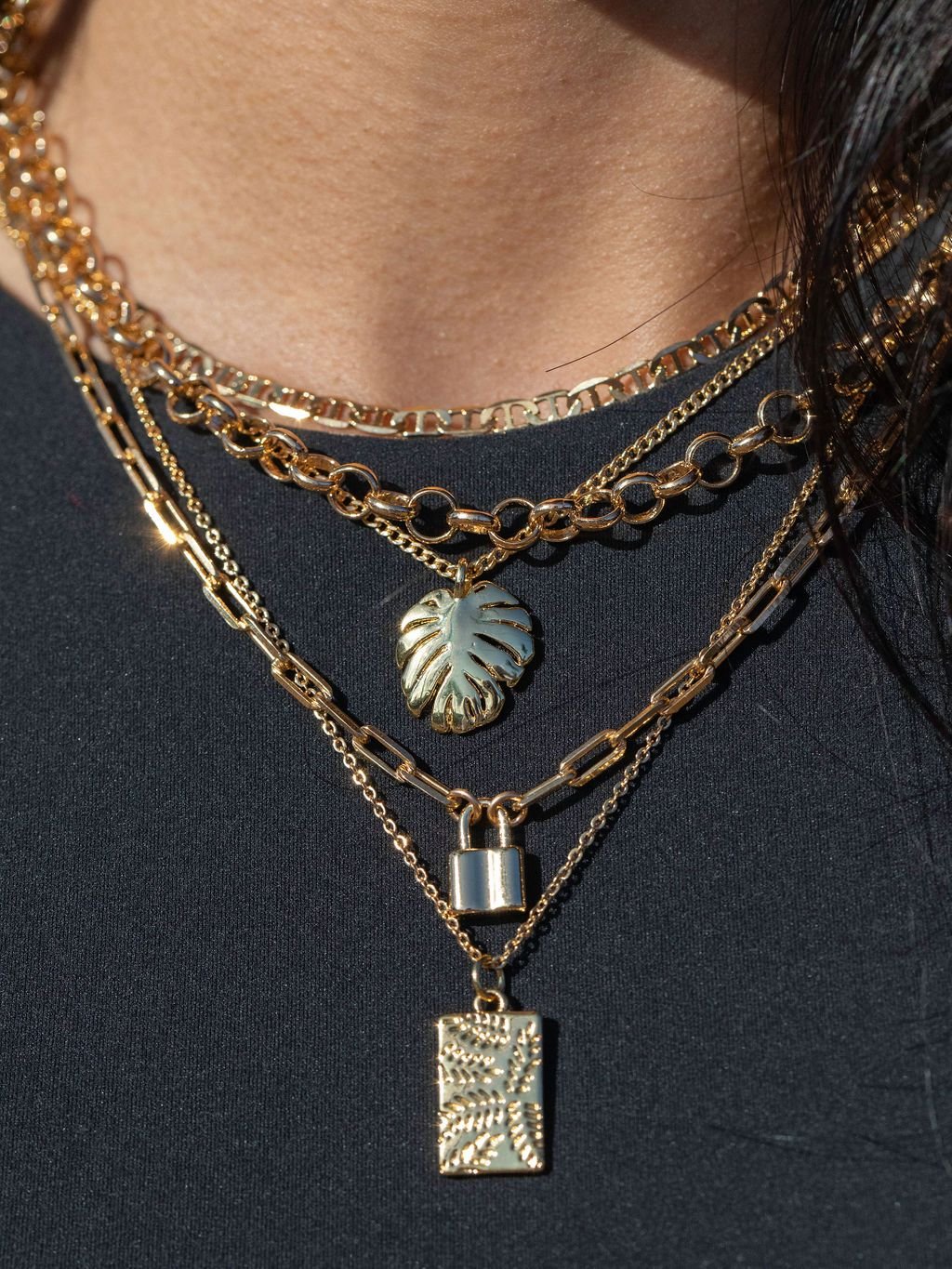 Gold Necklace - Gold Monstera Leaf Necklace - Kini - ke aloha jewelry