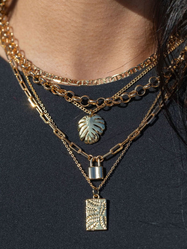 Gold Necklace - Gold Monstera Leaf Necklace - Kini - ke aloha jewelry