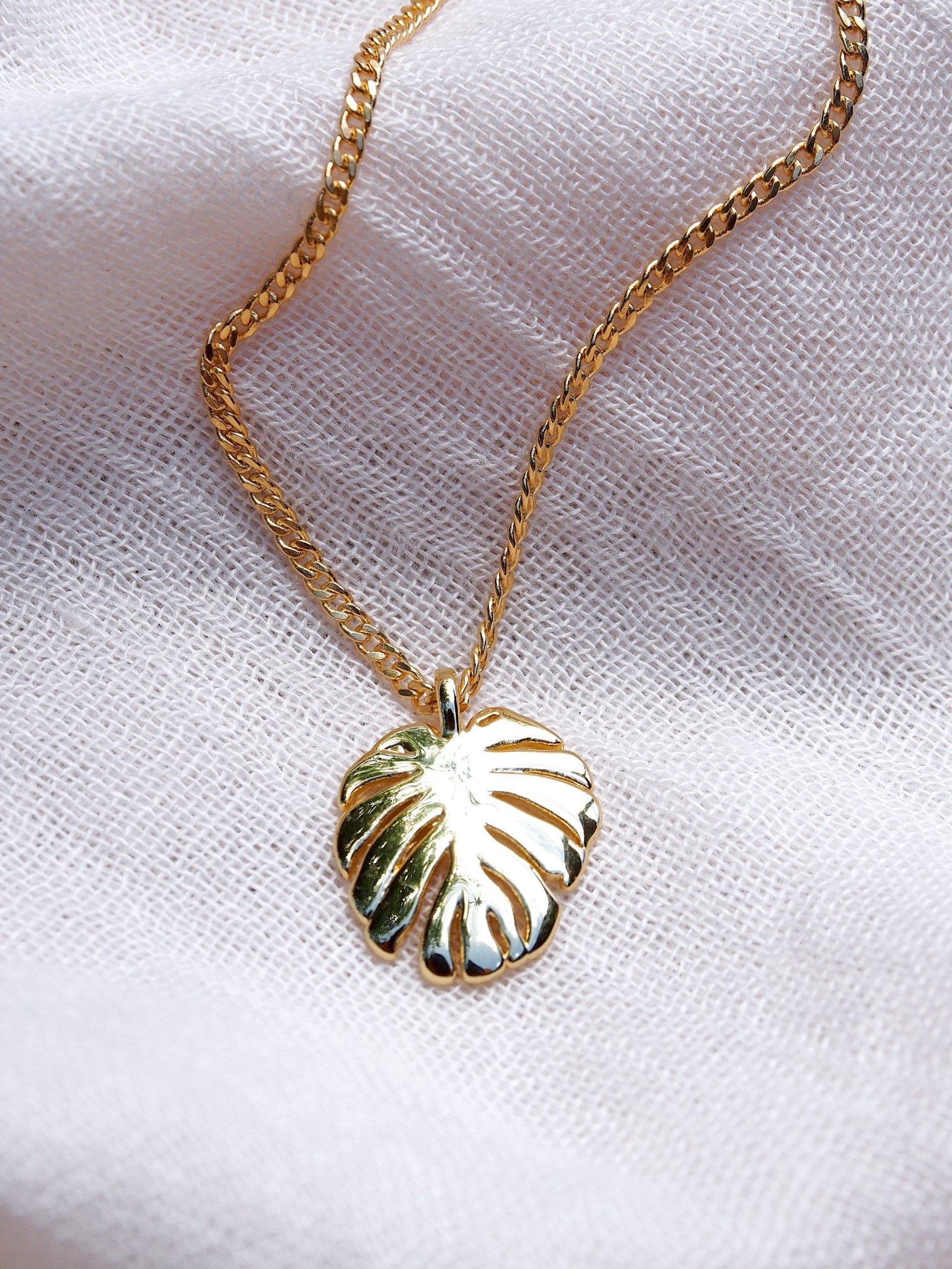 Gold Necklace - Gold Monstera Leaf Necklace - Kini - ke aloha jewelry