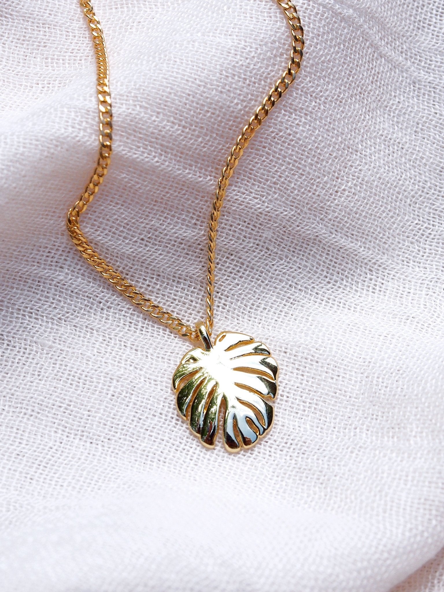 Gold Necklace - Gold Monstera Leaf Necklace - Kini - ke aloha jewelry