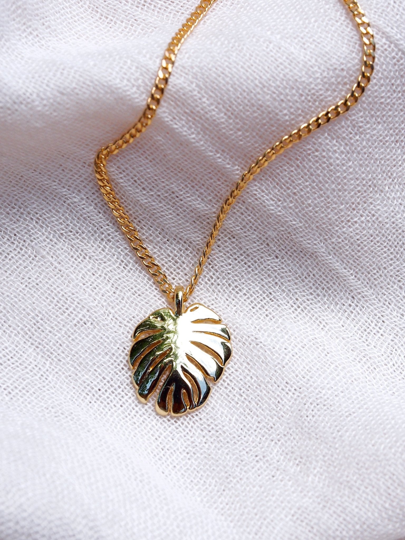 Gold Necklace - Gold Monstera Leaf Necklace - Kini - ke aloha jewelry