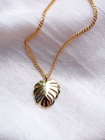Gold Necklace - Gold Monstera Leaf Necklace - Kini - ke aloha jewelry