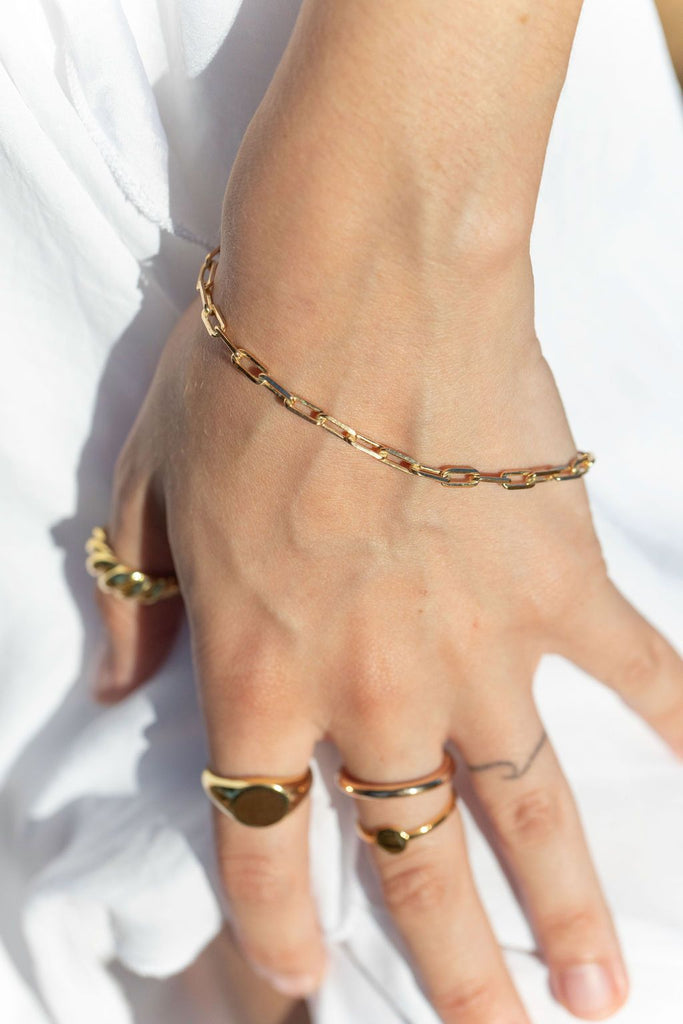 Link Chain Bracelet, Stacking Bracelets, Gold Paperclip Chain Bracelet  Womens, Chunky Link Chain Bracelet 18k Gold Plated Chain Bracelet Set 