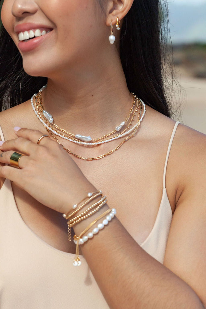 Bracelets - Gold Pearl Heart Bracelet - Ku`uipo - ke aloha jewelry