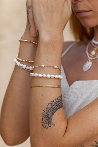 - Gold Pearl Heart Bracelet - Ku`uipo - ke aloha jewelry