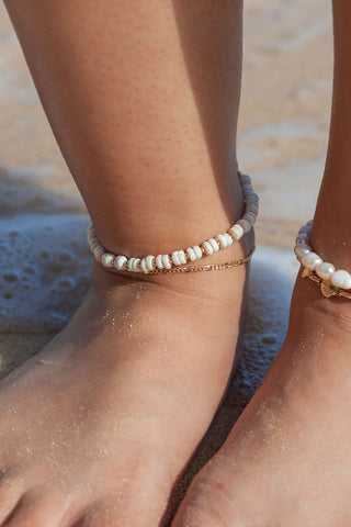 Anklets - Gold Puka Shell Anklet - Kahale - ke aloha jewelry
