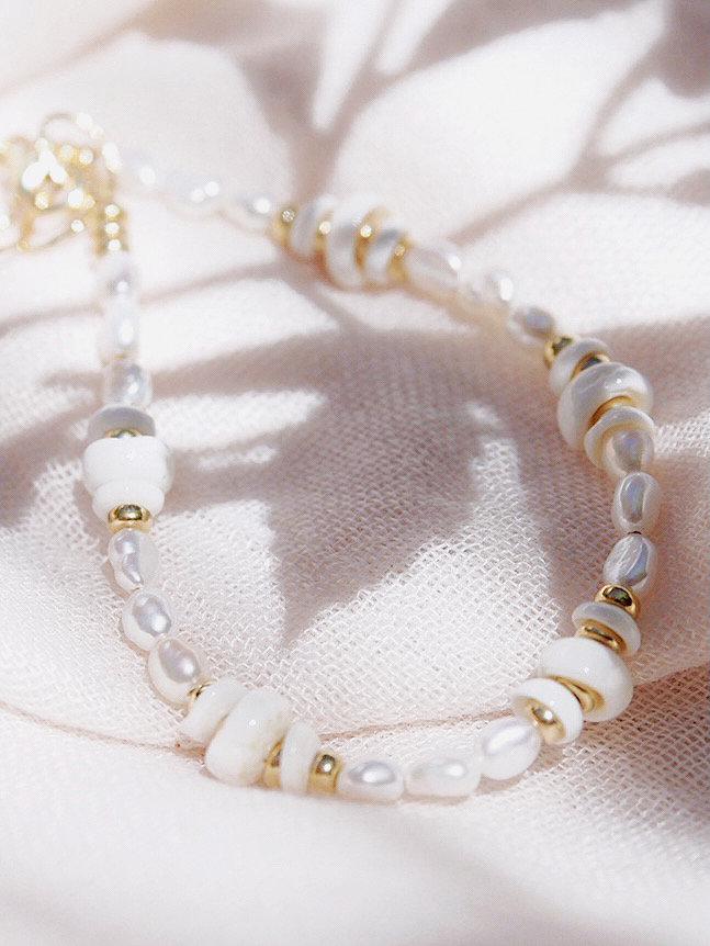 Gold Bracelet - Gold Puka Shell Pearl Bracelet - Maka - ke aloha jewelry