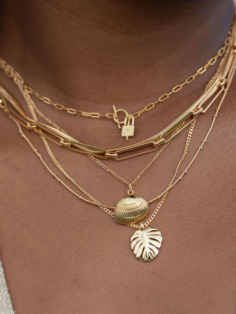 Gold Necklace - Gold Sea Shell Necklace - Keone - ke aloha jewelry