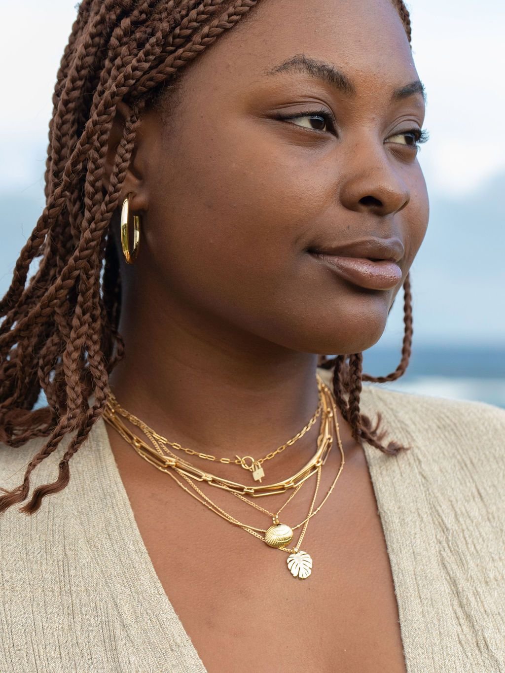 Gold Necklace - Gold Sea Shell Necklace - Keone - ke aloha jewelry