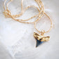 Gold Shark Tooth Necklace on Twin Dot Gold Snake Chain - Mano Niho Kahi Black II