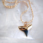 Gold Shark Tooth Necklace on Twin Dot Gold Snake Chain - Mano Niho Kahi Black II