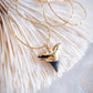 Gold Shark Tooth Necklace on Twin Dot Gold Snake Chain - Mano Niho Kahi Black II