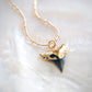 Gold Shark Tooth Necklace on Twin Dot Gold Snake Chain - Mano Niho Kahi Black II
