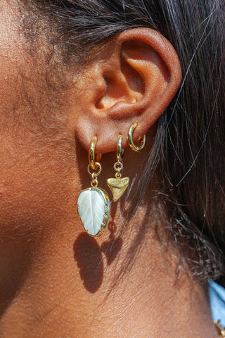 Earrings - Gold Shell Leaf Hoop Earrings - Haukea - ke aloha jewelry
