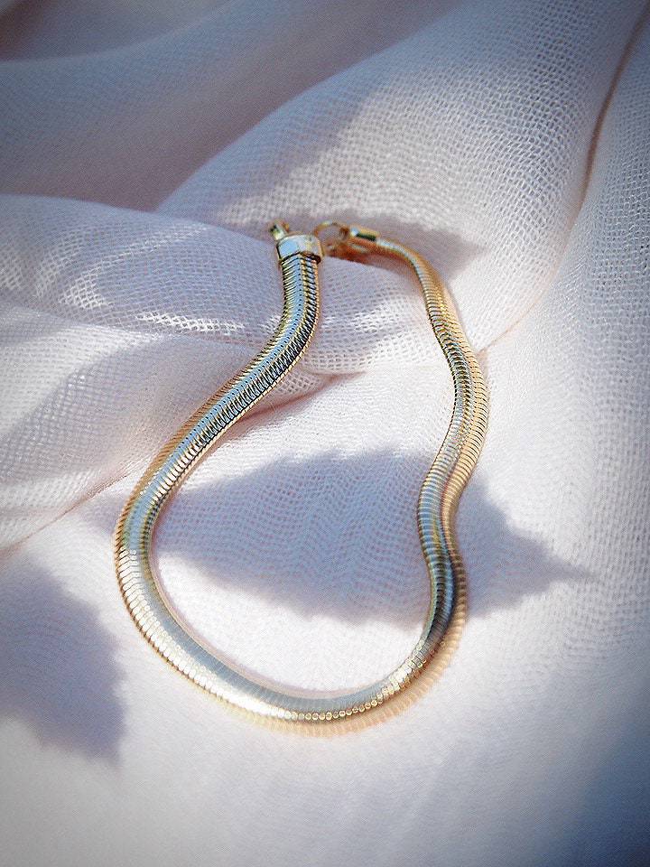 Gold Bracelet - Gold Snake Herringbone Bracelet - ke aloha jewelry