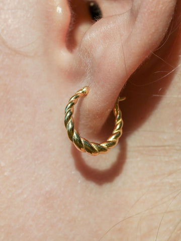 Earrings - Gold Twist Hoop Earrings - ke aloha jewelry
