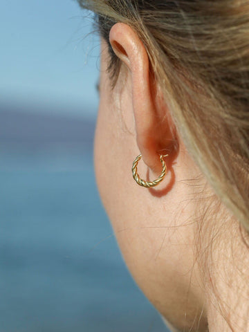 Earrings - Gold Twist Hoop Earrings - ke aloha jewelry