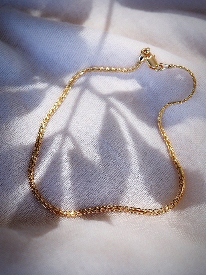 Anklets - Gold Woven Chain Anklet - Naniahiahi - ke aloha jewelry