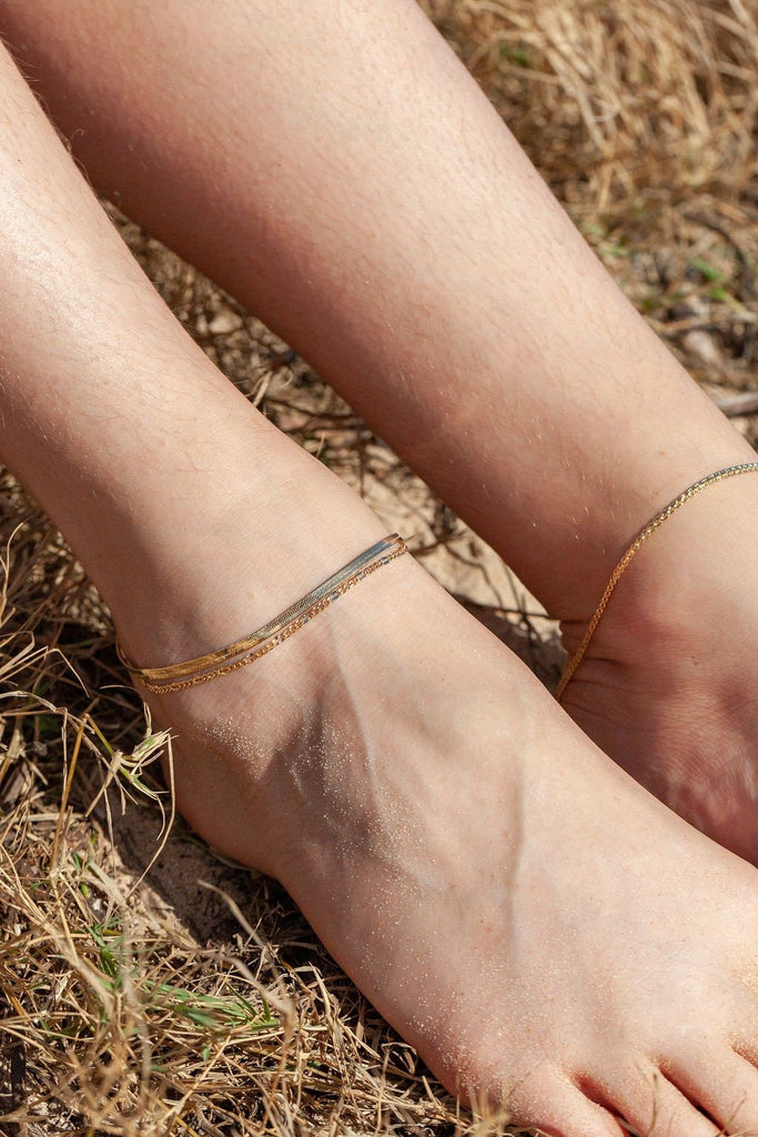 Anklets - Gold Woven Chain Anklet - Naniahiahi - ke aloha jewelry