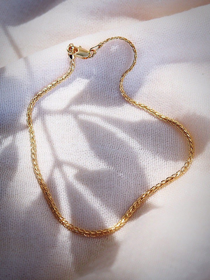 Anklets - Gold Woven Chain Anklet - Naniahiahi - ke aloha jewelry