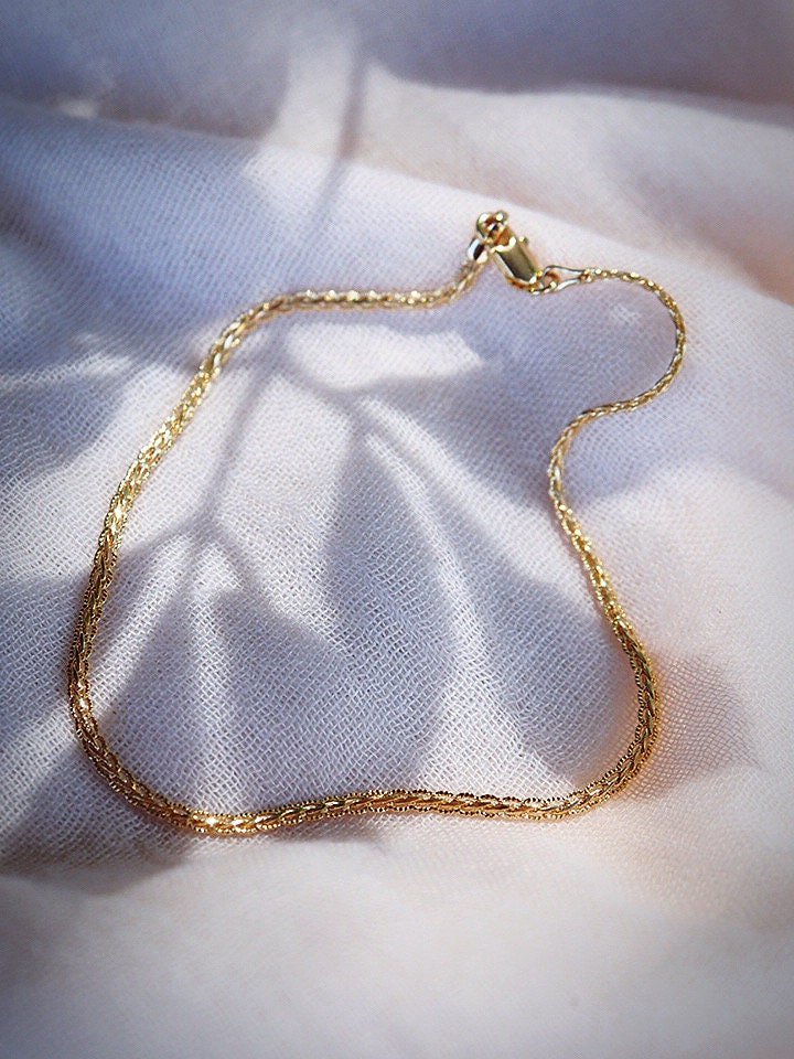 Anklets - Gold Woven Chain Anklet - Naniahiahi - ke aloha jewelry