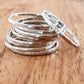 Hammered Delicate Silver Stack Ring - Kaiko
