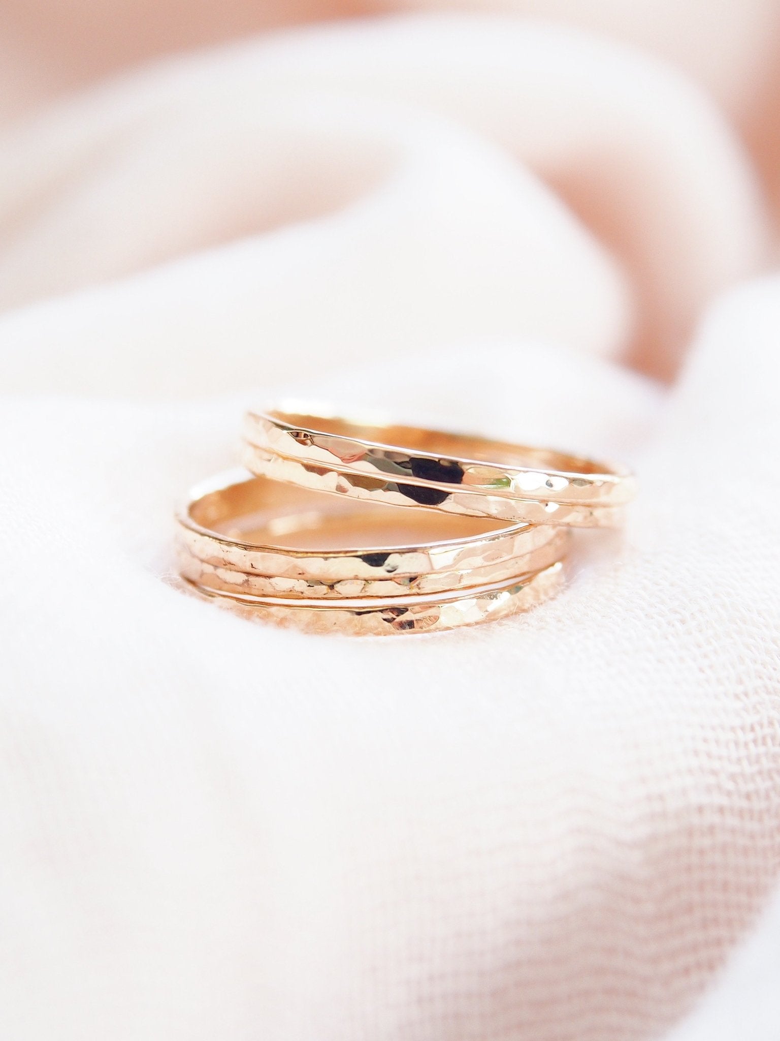 Rings - Hammered Gold Filled Stack Ring - Kaiko - ke aloha jewelry