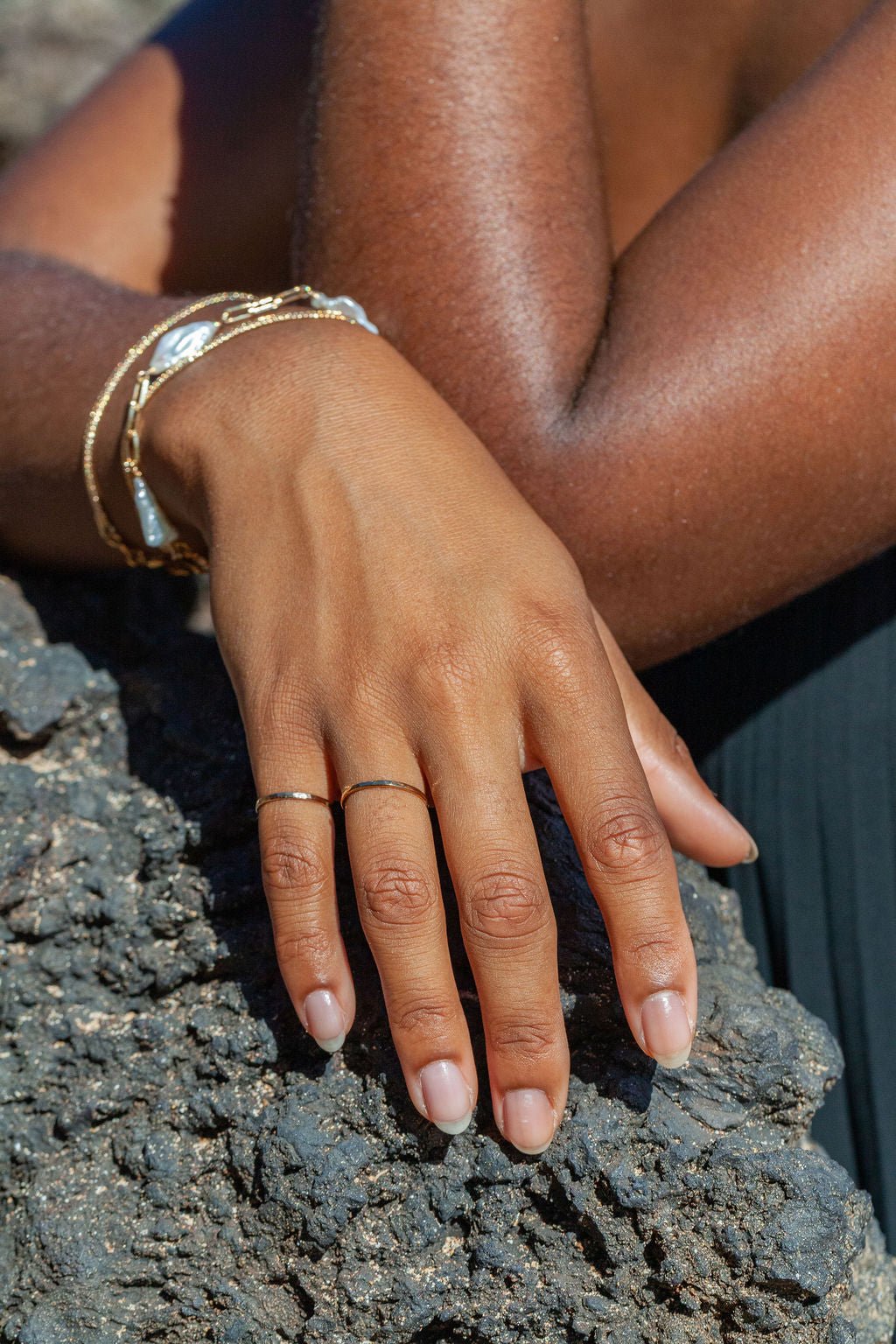 Rings - Hammered Gold Filled Stack Ring - Kaiko - ke aloha jewelry