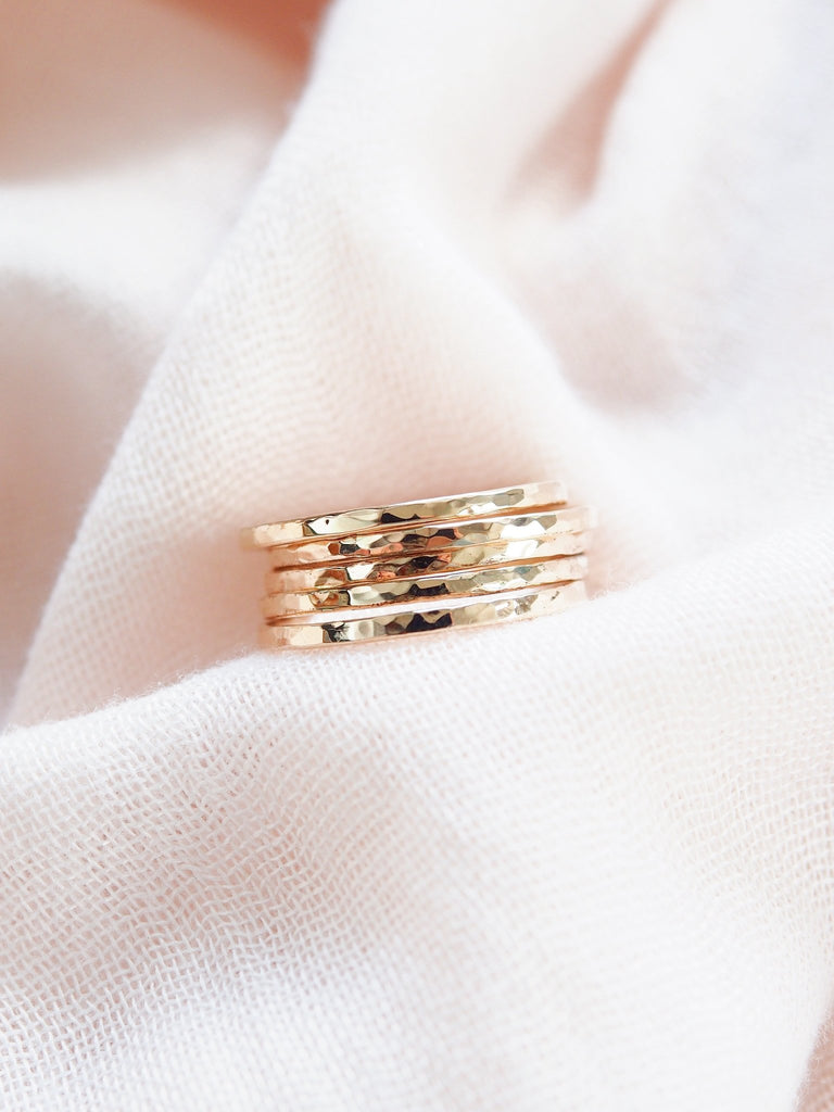Rings - Hammered Gold Filled Stack Ring - Kaiko - ke aloha jewelry