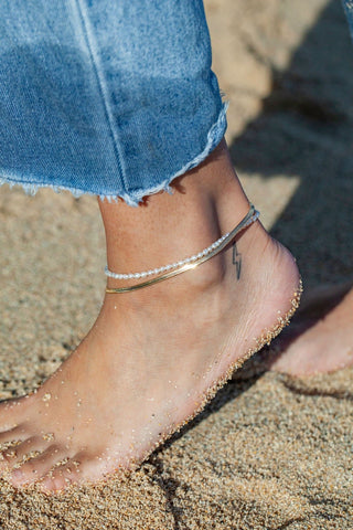 Anklets - Herringbone Chain Anklet - Konani - ke aloha jewelry