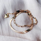 Gold Bracelet - Herringbone Paperclip Chain Bracelet Set - ke aloha jewelry