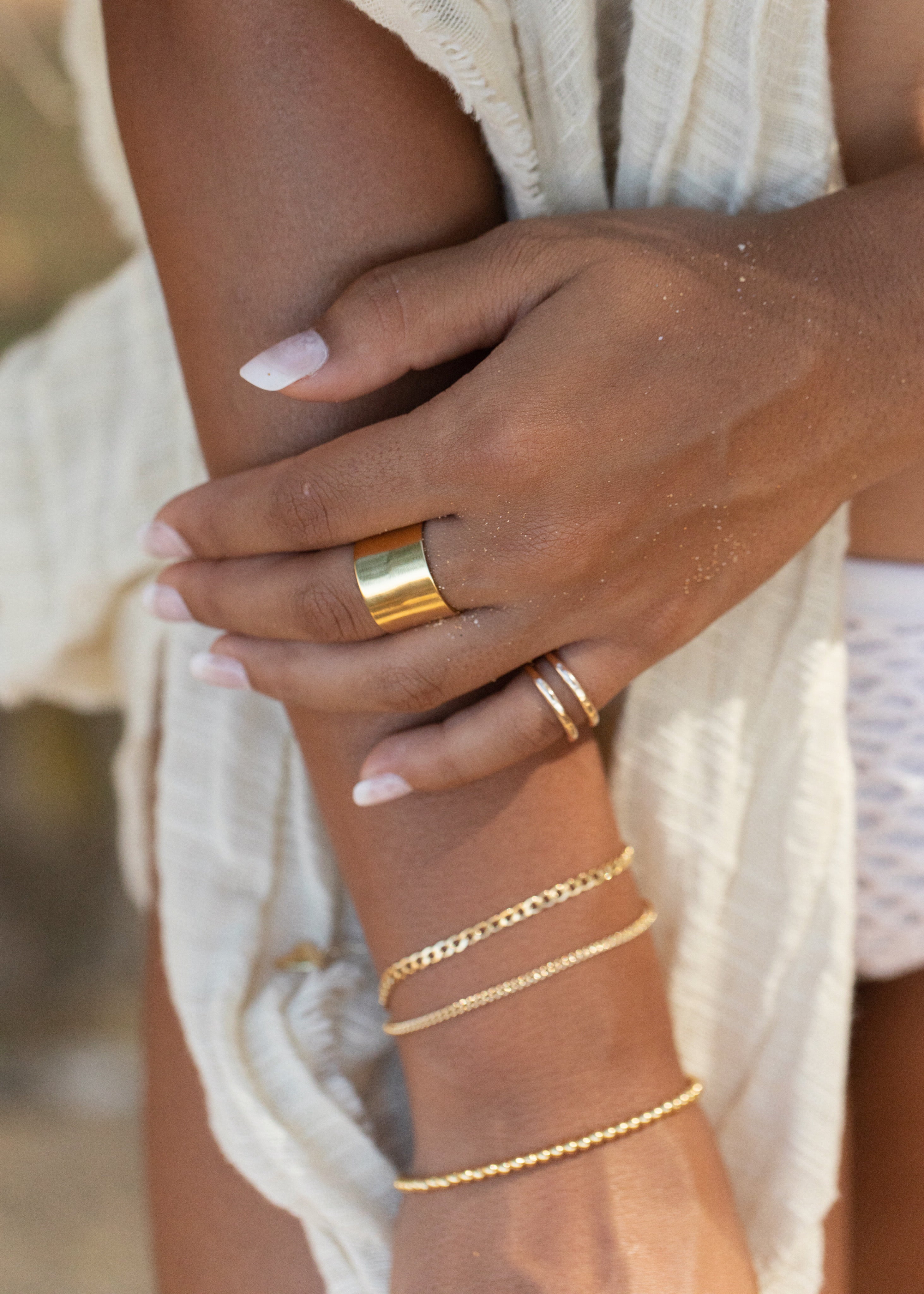 Wide Vermeil Gold Cigar Band Ring - Kahekili – ke aloha jewelry