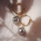 Gold Filled Latch Tahitian Pearl Hoop Earrings - Ahe